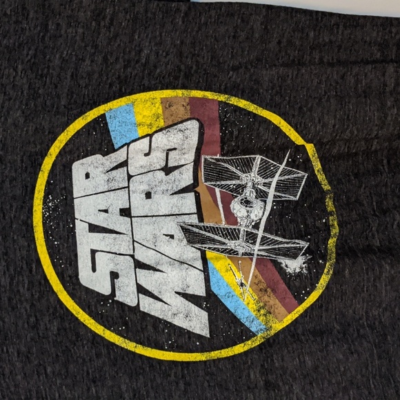 Star Wars Tie Fighter X-Wing Short Sleeve T-shirt Dark Gray M New Retro Disney - Picture 2 of 4